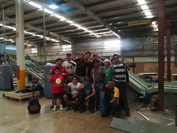 Linha automática de descascamento de folheados de 8 pés é instalada na América Latina